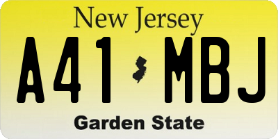 NJ license plate A41MBJ