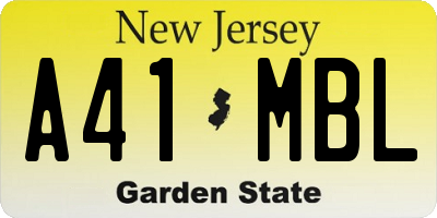 NJ license plate A41MBL