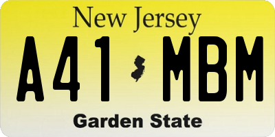 NJ license plate A41MBM