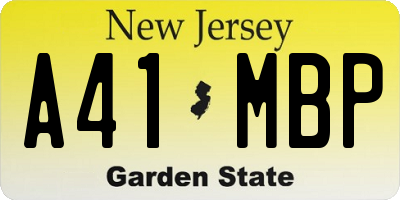 NJ license plate A41MBP