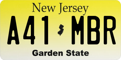 NJ license plate A41MBR