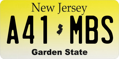 NJ license plate A41MBS