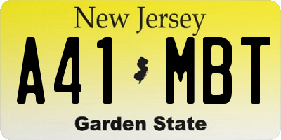 NJ license plate A41MBT