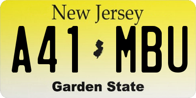 NJ license plate A41MBU