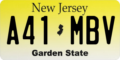 NJ license plate A41MBV