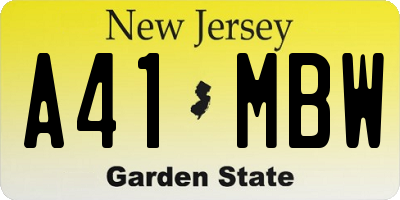 NJ license plate A41MBW