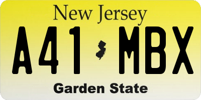 NJ license plate A41MBX
