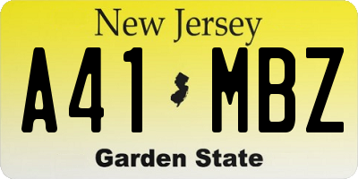 NJ license plate A41MBZ