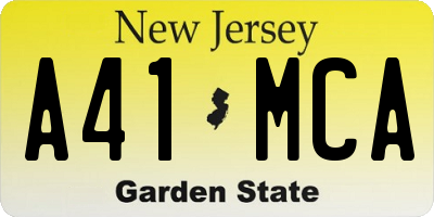 NJ license plate A41MCA