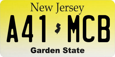 NJ license plate A41MCB
