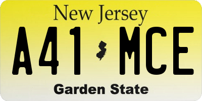 NJ license plate A41MCE