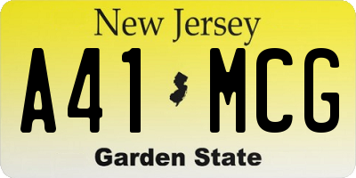 NJ license plate A41MCG