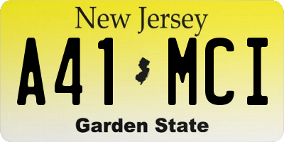 NJ license plate A41MCI