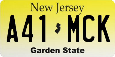 NJ license plate A41MCK
