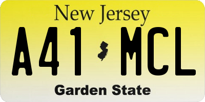 NJ license plate A41MCL