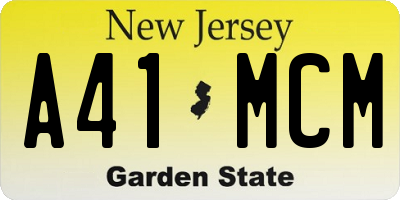 NJ license plate A41MCM