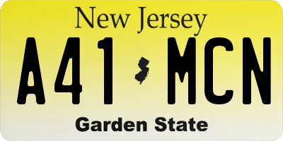 NJ license plate A41MCN