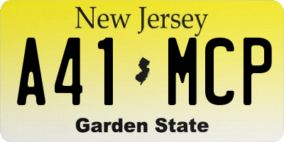 NJ license plate A41MCP