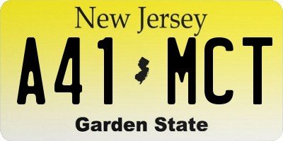 NJ license plate A41MCT
