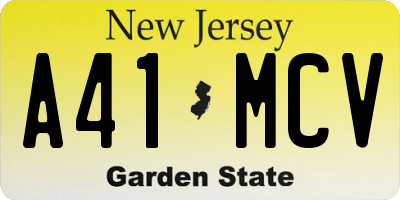 NJ license plate A41MCV