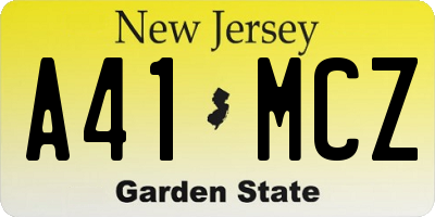 NJ license plate A41MCZ