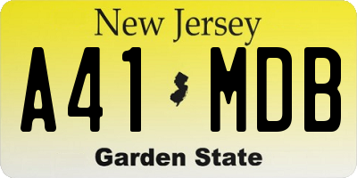 NJ license plate A41MDB