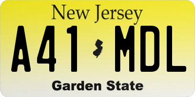 NJ license plate A41MDL