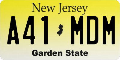 NJ license plate A41MDM