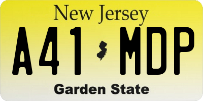NJ license plate A41MDP