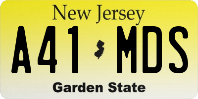NJ license plate A41MDS