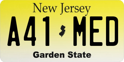 NJ license plate A41MED