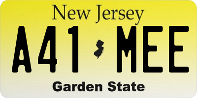 NJ license plate A41MEE