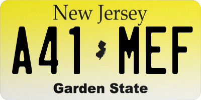 NJ license plate A41MEF