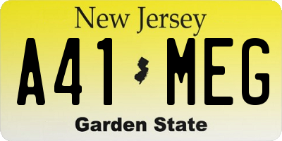 NJ license plate A41MEG