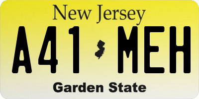 NJ license plate A41MEH