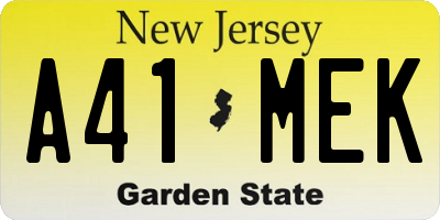 NJ license plate A41MEK