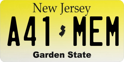 NJ license plate A41MEM