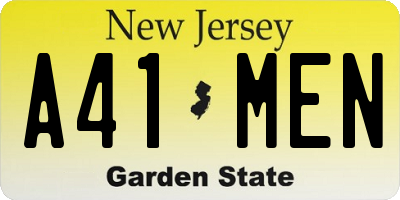 NJ license plate A41MEN