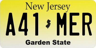 NJ license plate A41MER
