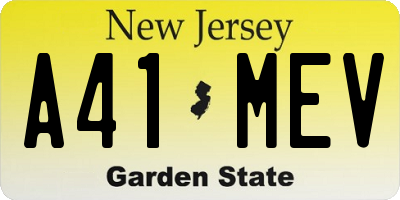 NJ license plate A41MEV