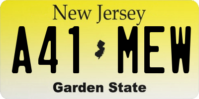 NJ license plate A41MEW