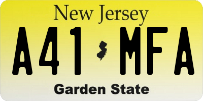 NJ license plate A41MFA