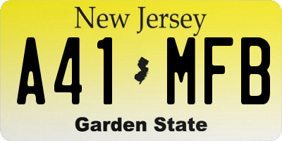 NJ license plate A41MFB