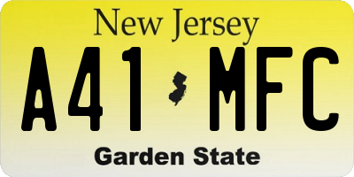 NJ license plate A41MFC