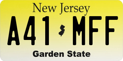 NJ license plate A41MFF
