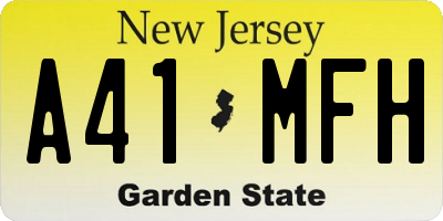NJ license plate A41MFH