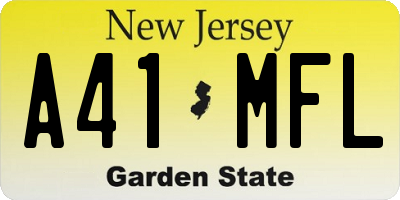 NJ license plate A41MFL