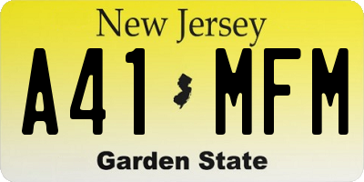 NJ license plate A41MFM