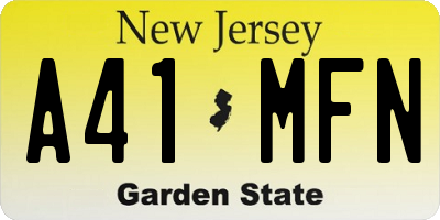 NJ license plate A41MFN