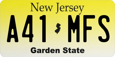 NJ license plate A41MFS